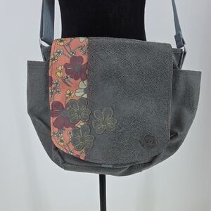 Haiku Gray Crossbody with Coral Floral Panel